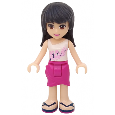 friends maya - magenta wrap skirt white top
