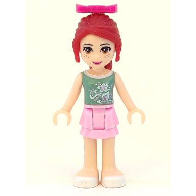 friends mia - bright pink layered skirt sand green top magenta bow