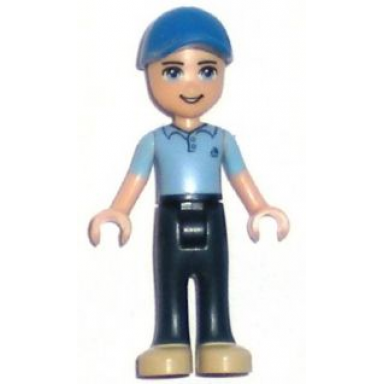 friends andrew - dark blue trousers medium blue polo shirt blue cap