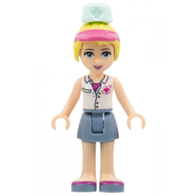 friends stephanie - sand blue skirt white top with red cross logo light aqua nurse hat