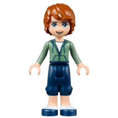 friends julian - dark blue cropped trousers sand green hoodie