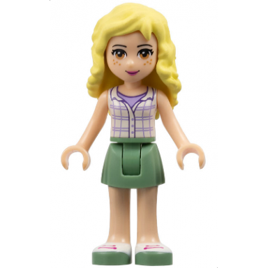 friends naya - sand green skirt white plaid button shirt