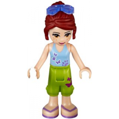 friends mia - lime cropped trousers medium blue top with 3 butterflies sunglasses