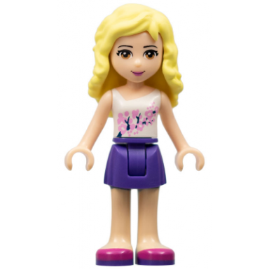 friends naya - dark purple skirt white top with pink flowers