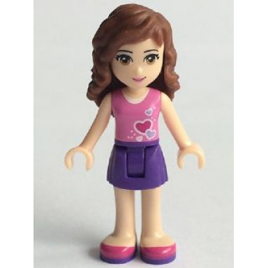 friends olivia light nougat - dark purple skirt dark pink top with hearts and white undershirt
