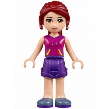 friends mia - dark purple shorts magenta top with orange and dark purple stripes