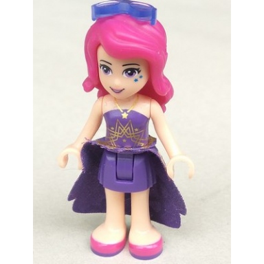 friends livi - dark purple skirt dark purple top with gold stars pattern dark purple cloth skirt with gold stars sunglasses