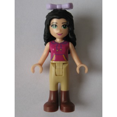 friends emma - tan riding pants magenta top with yellow and dark purple trim lavender bow