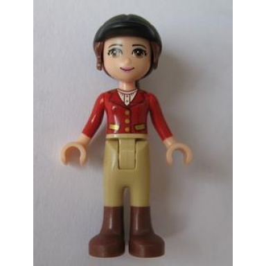 friends olivia light nougat - tan riding pants red jacket black riding helmet