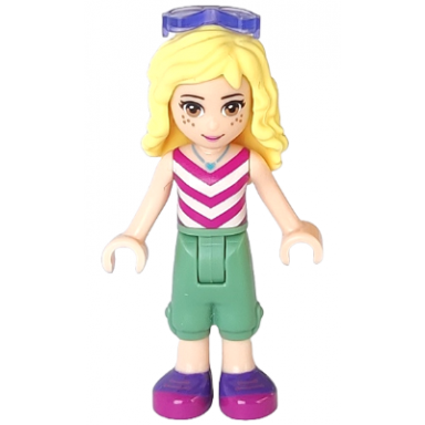 friends naya - sand green cropped trousers magenta and white v-striped top sunglasses