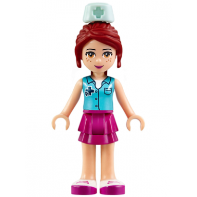 friends mia - magenta layered skirt medium azure top with cross logo and nurse hat
