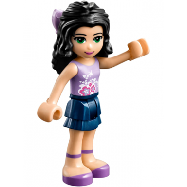 friends emma - dark blue layered skirt lavender top with flowers lavender bow