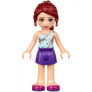 friends mia - dark purple skirt white one shoulder top with stars