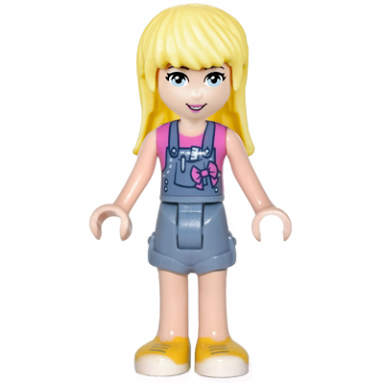 friends stephanie - denim overalls skirt dark pink top