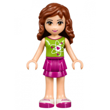 friends olivia light nougat - magenta layered skirt lime top with heart electron orbitals pattern