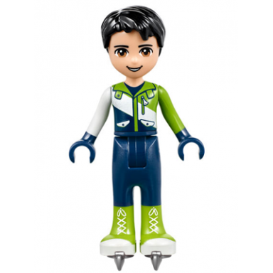 friends nate - dark blue trousers ski jacket ice skates