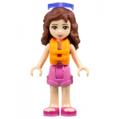 friends olivia light nougat - dark pink shorts dark pink and white swimsuit top life jacket sunglasses