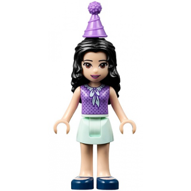 friends emma - light aqua skirt medium lavender top and party hat