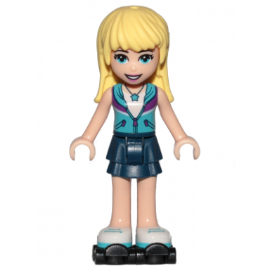 friends stephanie - dark blue layered skirt medium azure and dark purple vest black roller skates