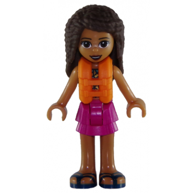 friends andrea - magenta layered skirt dark turquoise and gold top life jacket