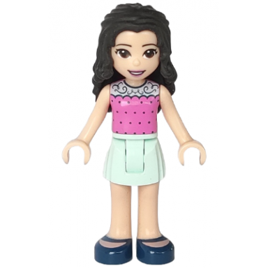 friends emma - dark pink top with dots light aqua skirt dark blue shoes