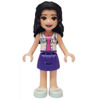 friends emma - dark purple skirt white blouse with id card