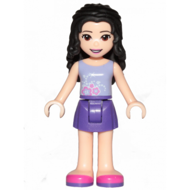 friends emma - dark purple skirt lavender top with flowers