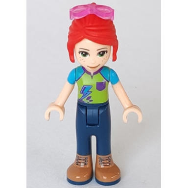 friends mia - dark blue trousers lime top red hair sunglasses