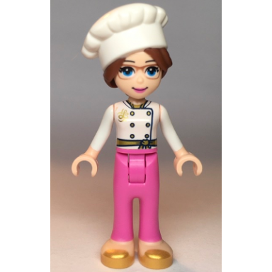 friends lillie - white jacket dark pink pants white chef toque with hair