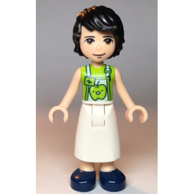 friends david - lime shirt white apron with lime apple dark blue shoes