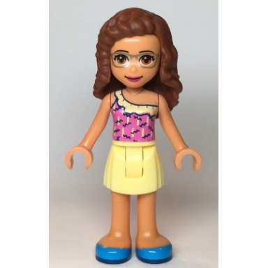 friends olivia nougat - bright light yellow skirt dark pink top dark azure shoes
