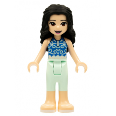 friends emma - light aqua trousers blue top white sandals