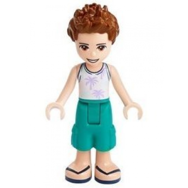 friends ethan - dark turquoise shorts white top with palm trees