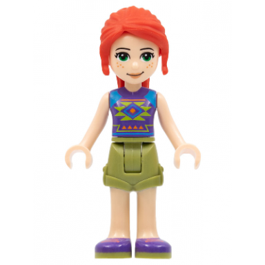 friends mia - olive green shorts dark purple shoes and top with diamonds and triangles