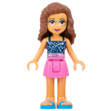 friends olivia nougat - dark pink skirt dark blue top with constellations