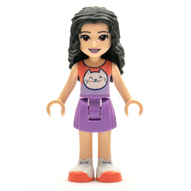 friends emma - medium lavender skirt coral and lavender top with cat head