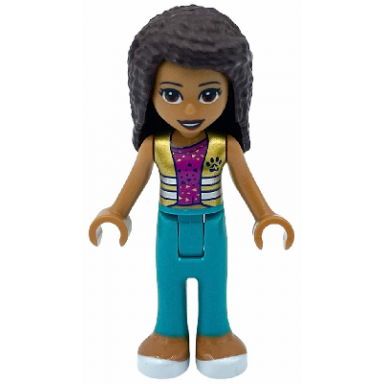 friends andrea - dark turquoise pants magenta top with gold vest