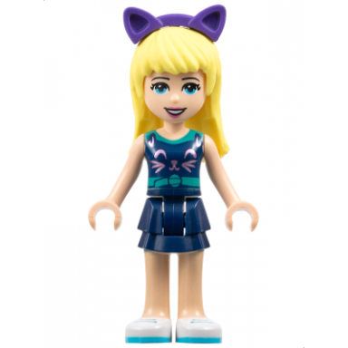 friends stephanie - dark blue layered skirt sleeveless top with cat face dark purple cat ears