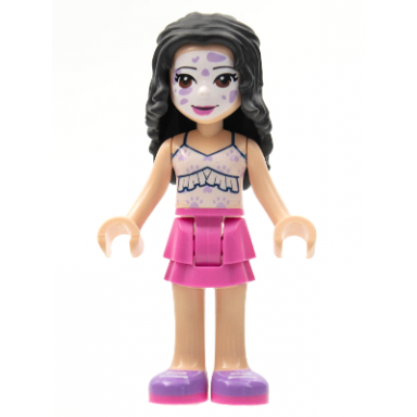 friends emma - dark pink skirt white ruffled tank top face paint