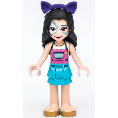 friends emma - medium azure skirt gold shoes butterfly face paint dark purple cat ears