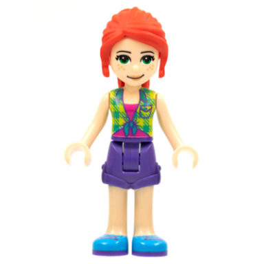 friends mia - lime plaid shirt dark purple shorts