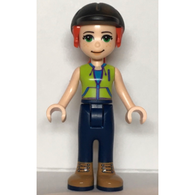 friends mia - dark blue trousers lime jacket top black riding helmet