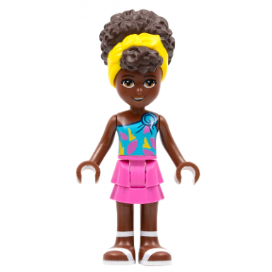 friends nandi - dark azure single strap tank top dark pink skirt white sandals yellow head wrap