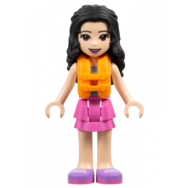 friends emma - dark pink layered skirt white top with paw print undershirt life jacket