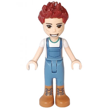 friends daniel - medium nougat boots sand blue overalls white top