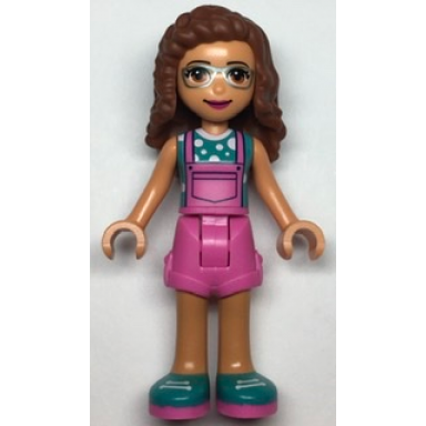 friends olivia nougat - dark pink overalls dark turquoise top
