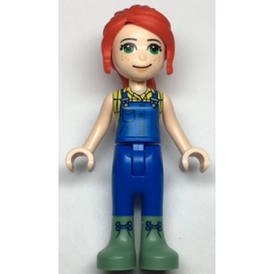 friends mia - blue overalls yellow blouse and sand green boots