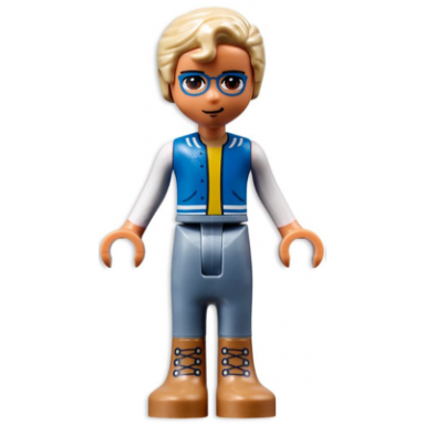 friends sebastian - medium nougat boots sand blue trousers blue vest with pockets yellow undershirt