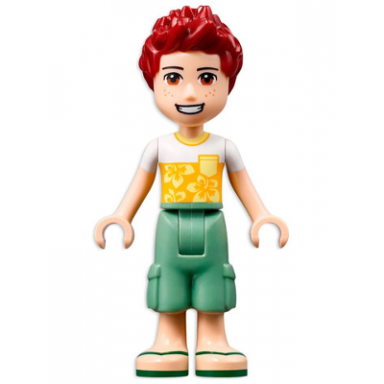 friends daniel - white flower t-shirt sand green cropped trousers