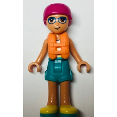friends sebastian - white tank top dark turquoise shorts yellow shoes magenta helmet orange life jacket